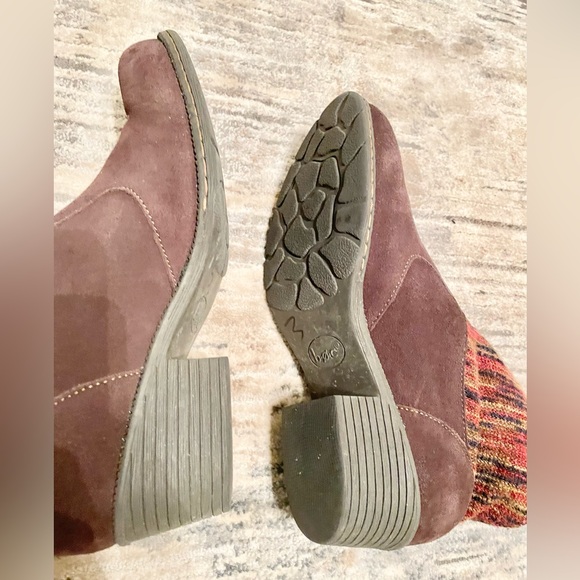 Boc Born Concepts Women's Burgundy Suede Leather & Fabric Upper Ankle Boots 9M - Picture 7 of 11